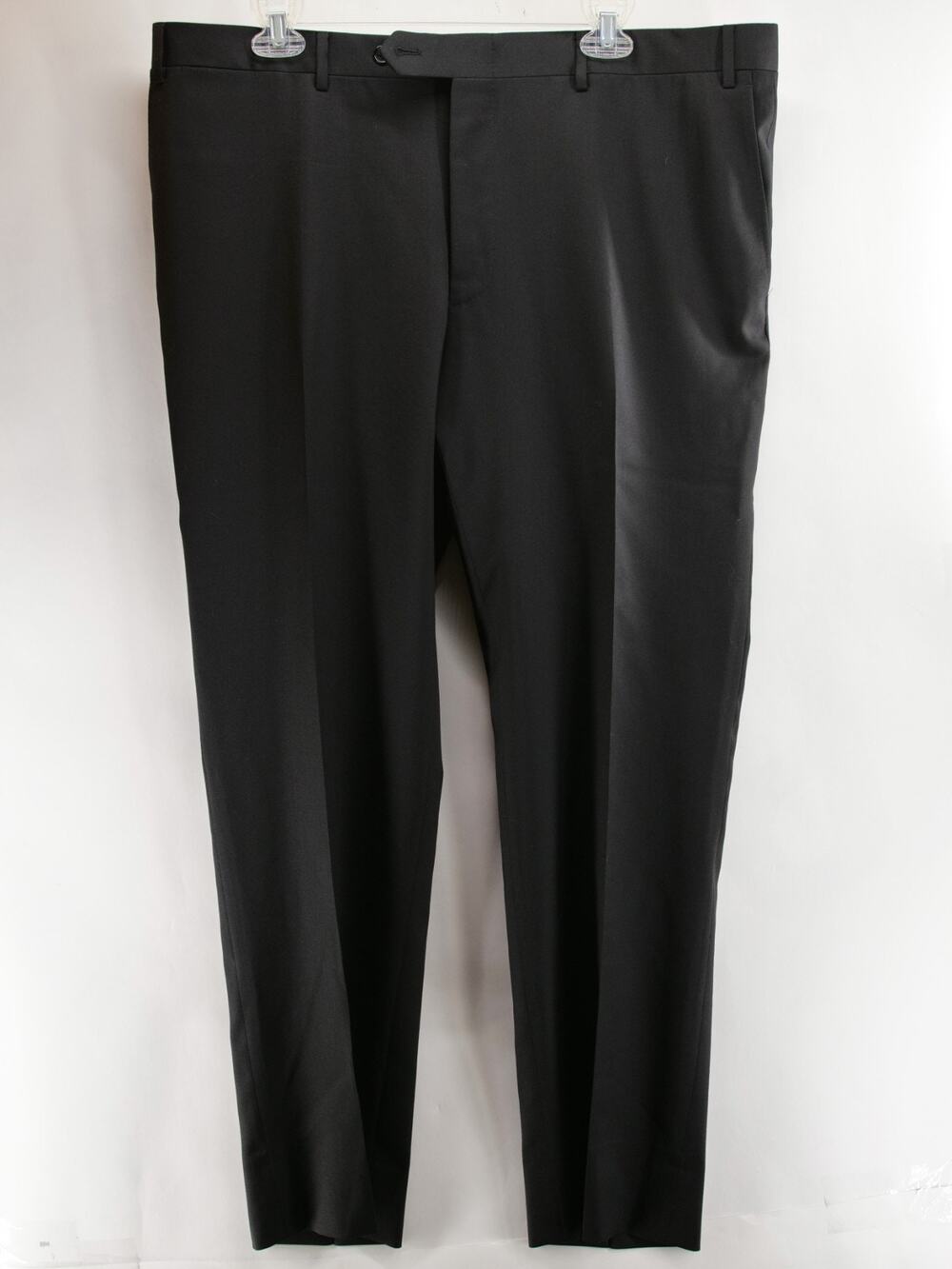 Canali Italy Mens Wool Suit Trousers Pants Black 38x30 Regular Flat Front